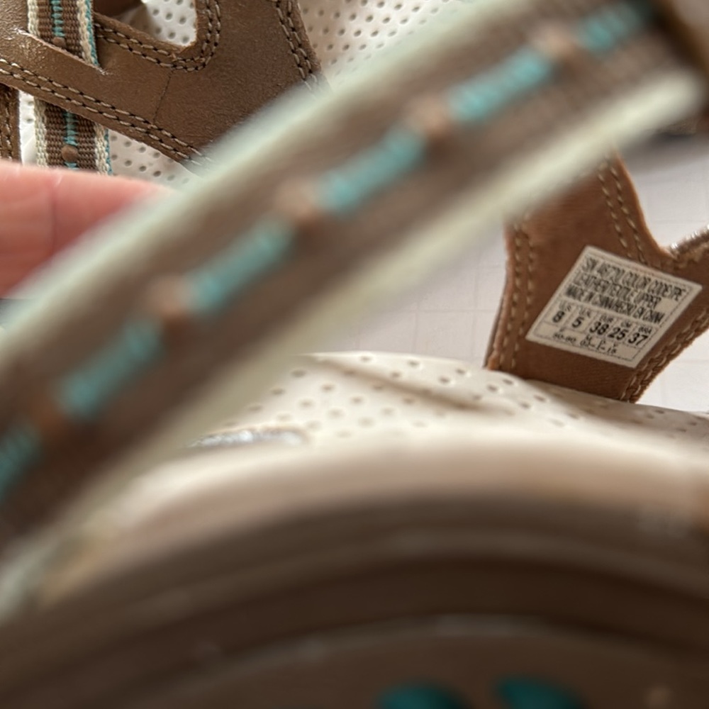 Skechers Reggae Sandals Thong Beige & Turquoise - Picture 10 of 15